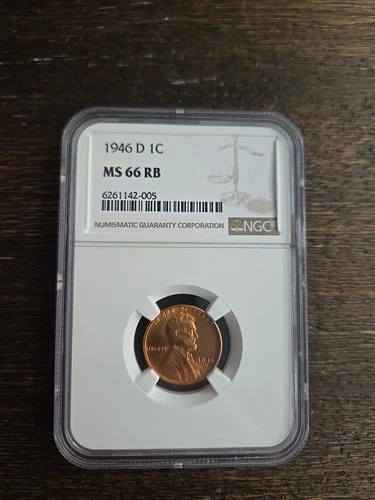 1946 D Lincoln Wheat Cent Penny NGC MS 66 RB Uncirculated 1c U.S. Coin