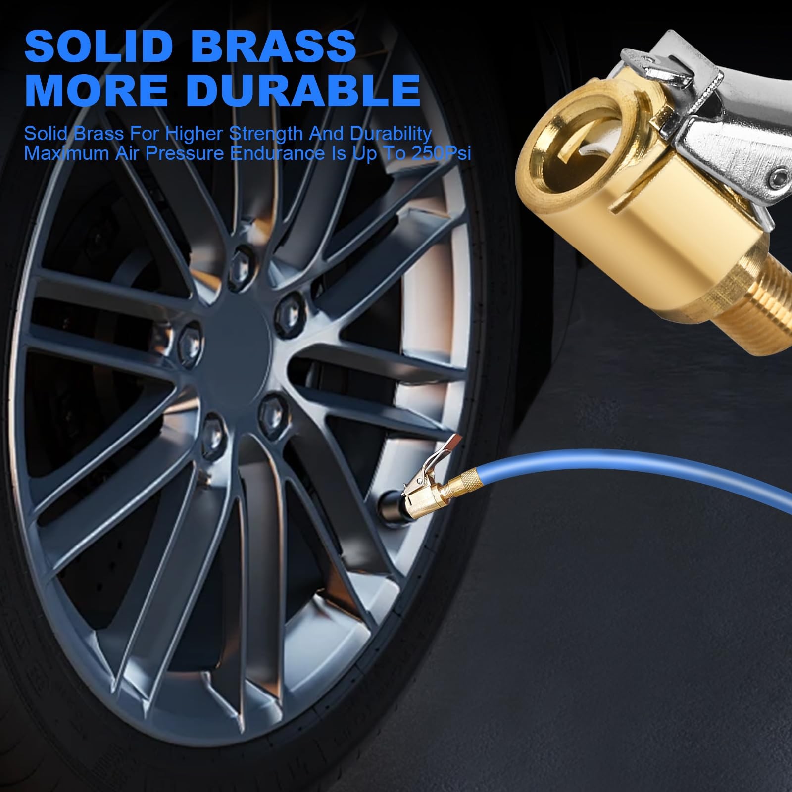 Suaika Brass Tire Inflation Hose Adapter, Locking Tire Air Chuck, Threaded Tw...