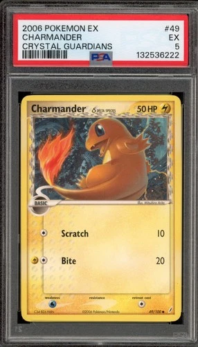 Pokemon Charmander EX Crystal Guardians #49 PSA 5