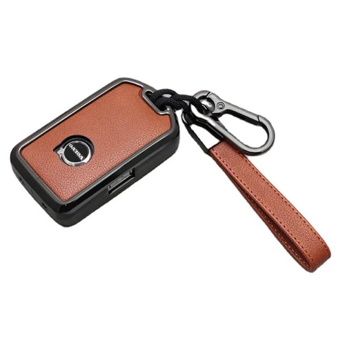 Leather Alloy Key Fob Case Cover For VOLVO XC40 XC60 XC90 EX V60 V90 T5 T6 T8  - Picture 7 of 10