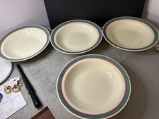 Pfaltzgraff Set of 4 Juniper 10" x 2" Bowls Soup Cereal Serving Teal Burgundy
