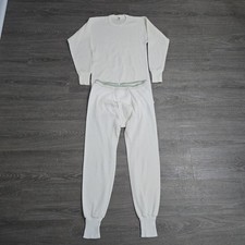 Vintage 70s Hanes Waffle Knit Thermal Set Long Shirt w/ Pants USA Made Men Large