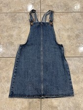 Women's XS Madewell Blue Jean Denim Overall Jumper Sun Mini Dress