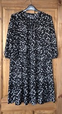 George black white daisy floral tiered textured dress 16