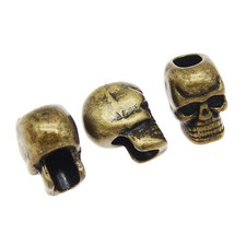 30PCS Antiqued Style Bronze Alloy Skull 10 9 7mm European Bead Hole Size 5mm