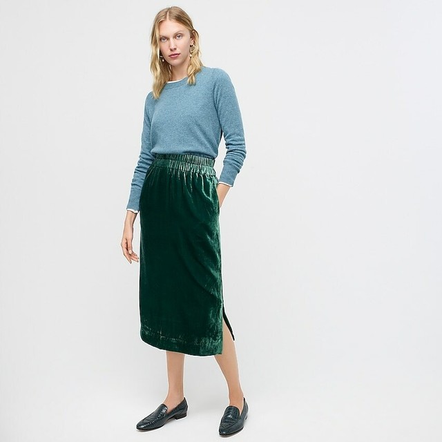 J Crew Women's Green Pullon velvet skirt AF933 Size XS 110 eBay