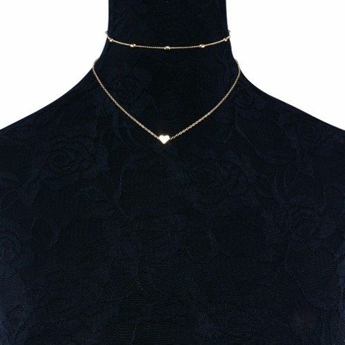 Women Jewelry Pendant 925 Silver Gold Heart Choker Chunky Chain Bib Necklace GF - Picture 7 of 13