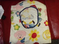 Retro vintage pink puppy laundry room clothespin bag holder  retro doll fabric