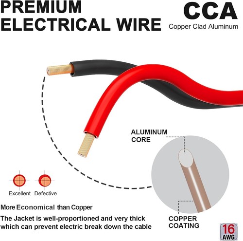 100FT 16 Gauge Wire 16/2 AWG Red Black Stranded Electrical Cable for LED Strips - Picture 4 of 5