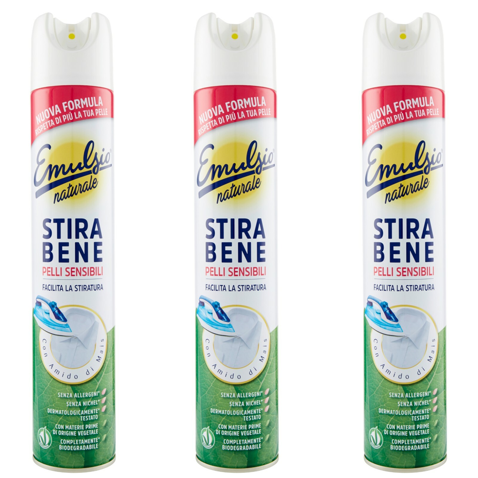 3 pezzi EMULSIO NATURALE Stira Bene spray Pelli Sensibili appretto abiti 480ml