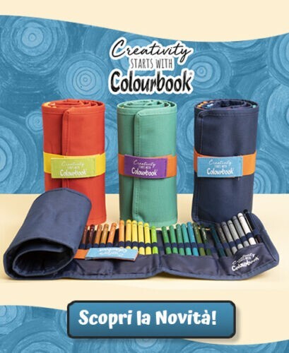 Colourbook Astuccio Portapastelli A Rotolo Geolier – 24 Pezzi Con Tasca Zip E Chiusura Velcro, Viola