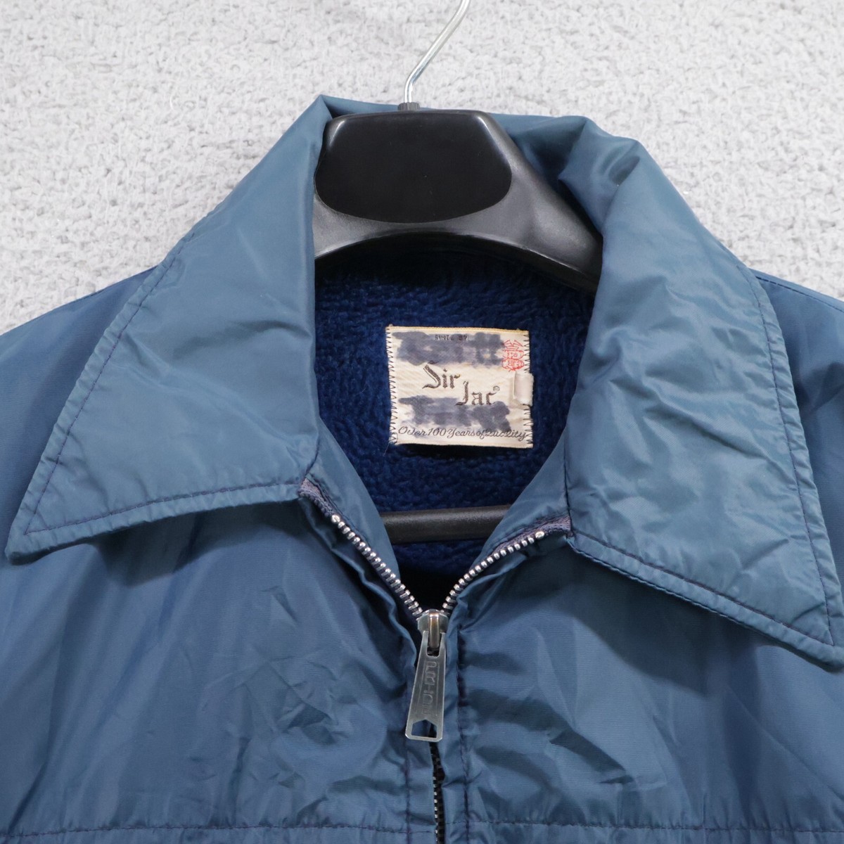 VINTAGE Sir Jac Jacket Mens 46 Blue Coach Coat Satin Sherpa VINTAGE Sir Jac Jacket Mens 46 Blue Coach Coat Satin Sherpa