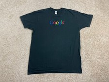Vintage American Apparel T-Shirt Mens Large USA Crewneck Google Earth Black