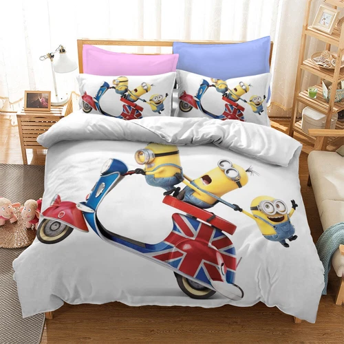 Minions Cartoon Donna Duvet Cover Bedding Set Pillowcases Single Double Queen - Bild 32 von 32