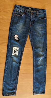 Men's RAF by RAF Simon Jeans Button-Fly Patches Italy - 32 (33'' inseam)