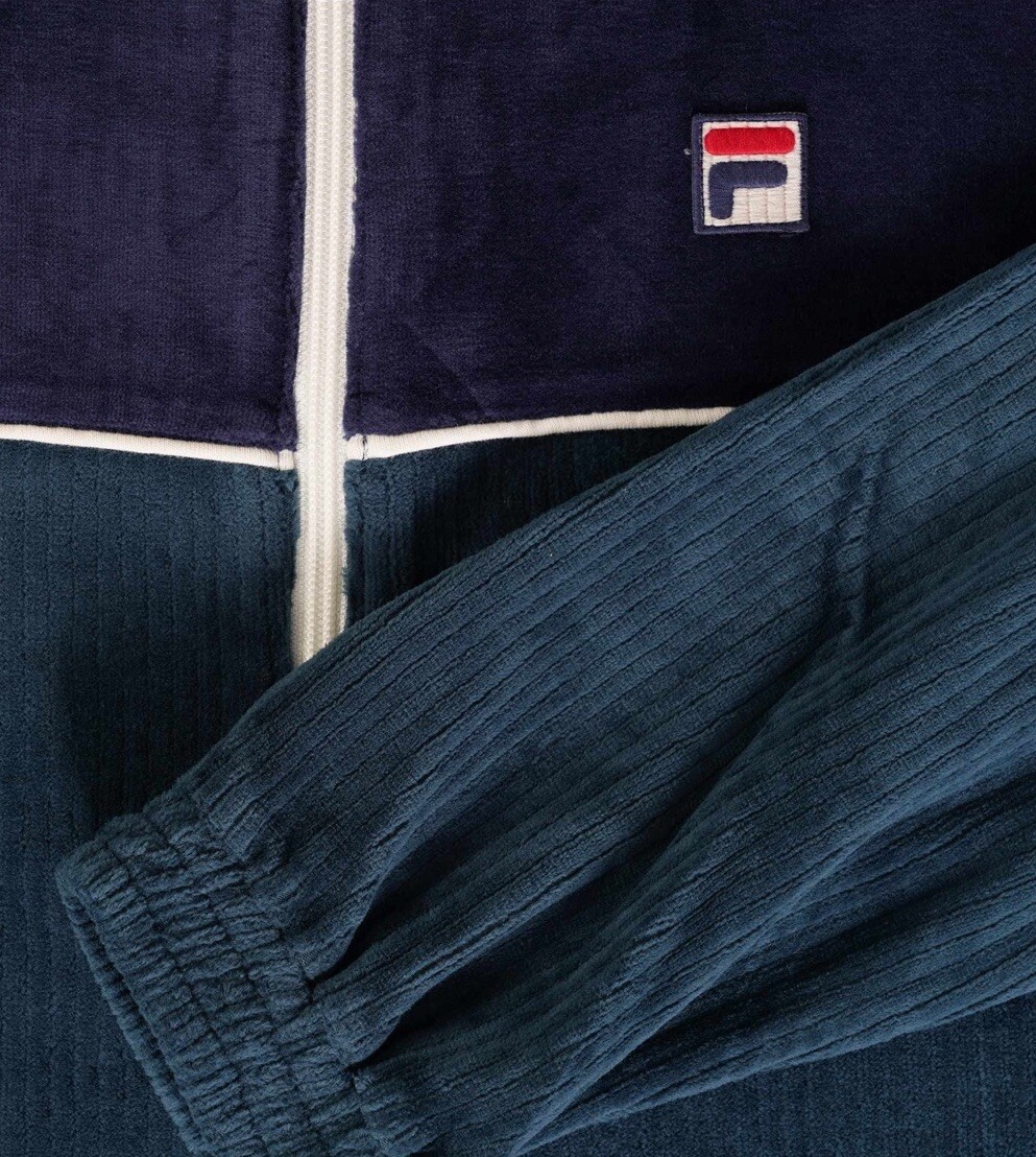 Giacca da pista retrò Fila Gerardos velluto taglia large nuova con etichette