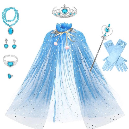 8 Pieces Princess Cape Set Dress Up Clothes for Little Girls Party Cosplay Cloak - Picture 3 of 5