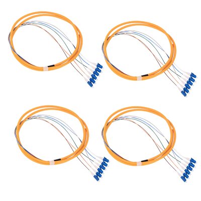 4Pcs 1.5 Meter LC Cable 6 Strand SingleMode 9/125 LC-UPC Fiber Pigtail 6 Colo...