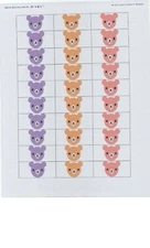 1 sheet, Multi-color, Teddy Bears, medium size, 30 pieces, label stickers