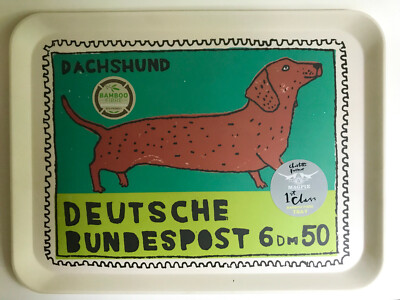 Tablett aus Bambus von Magpie umweltfreundlich Dachshund Dackelmotiv Zeichnung