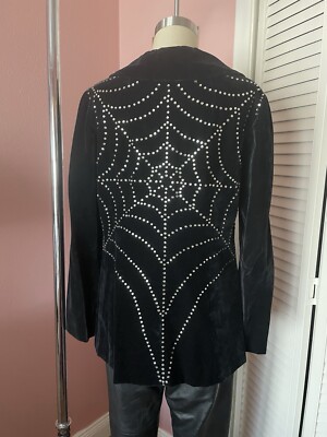 Vintage Spiderweb Rhinestone Velvet jacket Size Small/Medium goth Pin Up