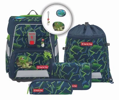 Step by Step Space Schulranzen-Set 5-teilig Wild T-Rex Taro dunkelgrau