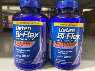 2 Pack OSTEO BI-FLEX 200 tablets Triple Strength Glucosamine MSM D3 