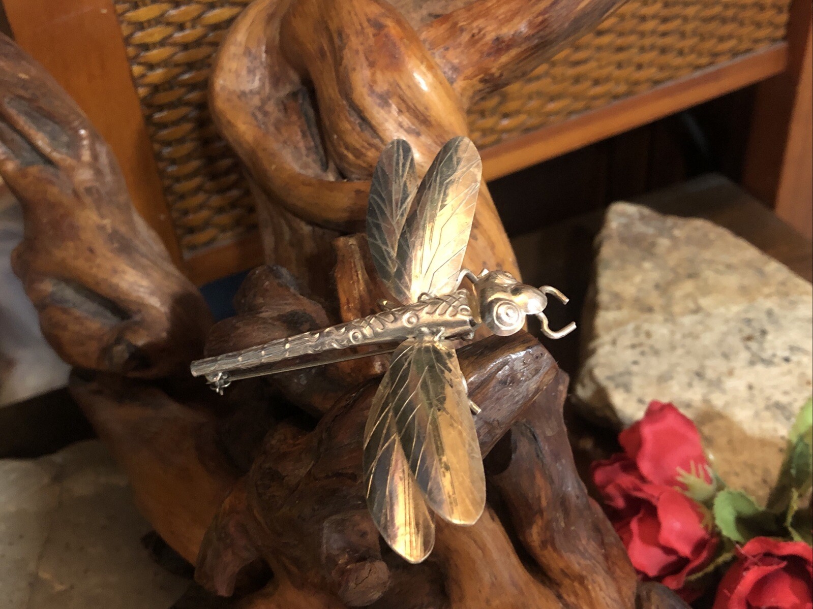 27. Vintage Solid 925 Sterling Silver DRAGONFLY D… - image 2