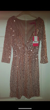 Boohoo rose gold sequin dress size 8