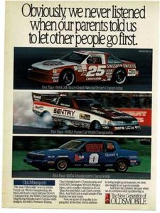 1990 OLDSMOBILE Wins NASCAR, NHRA Funny car, IMSA Championships Vintage Print Ad