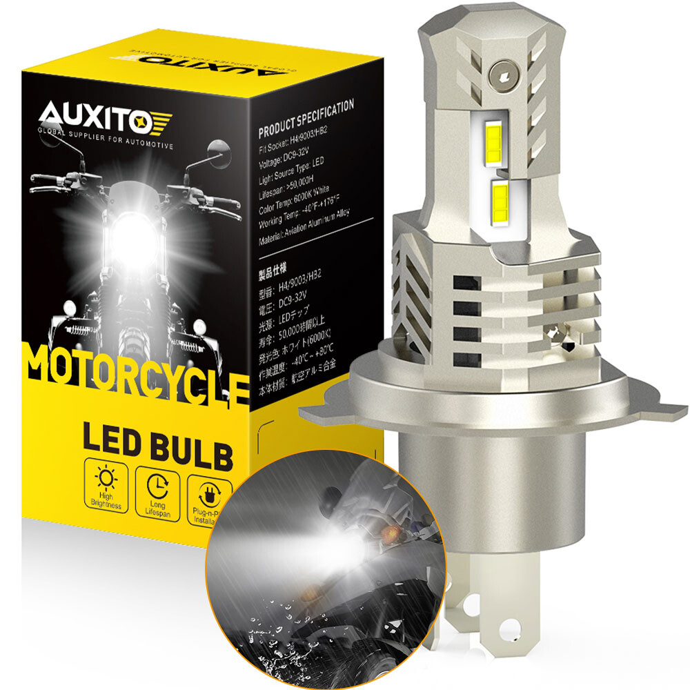 AUXITO H4 9003 LED Bulb Motorcycle 6000K Headlight High/Low Beam 6000LM 26W IP67