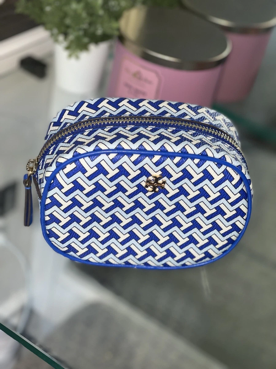 Tory Burch Cosmetic pouch Jewel blue T Zag Allover