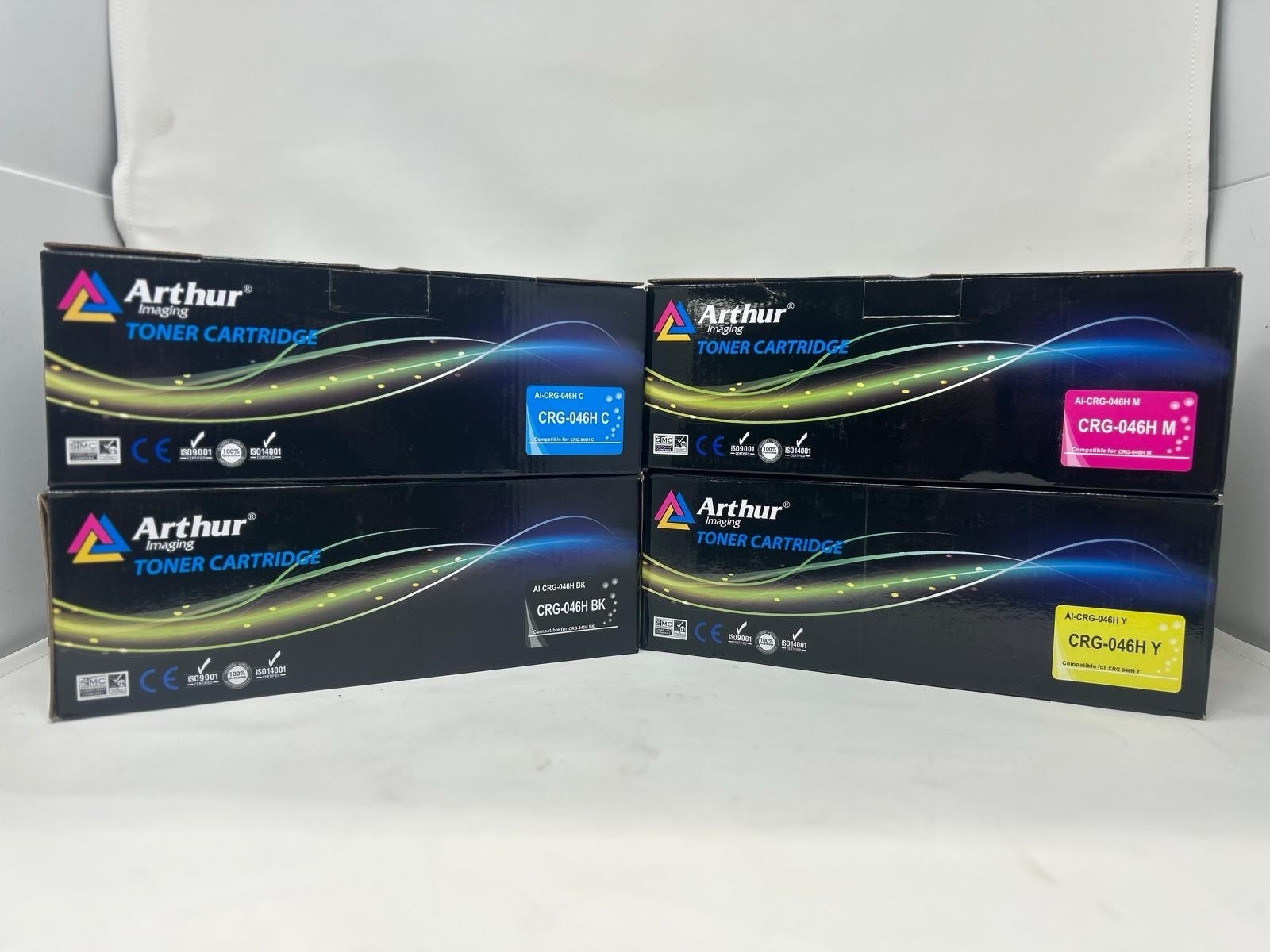 Arthur Imaging CRG-046H Laser Toner Cartridge Set Black Cyan Magenta Yellow