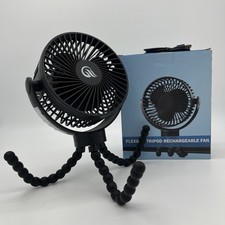 Battery Operated Stroller Fan Flexible Tripod Clip on With 3 Speeds Black