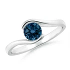 925 Silver London Blue Topaz Gemstone Solitaire Engagement Art Deco Ring Size 7