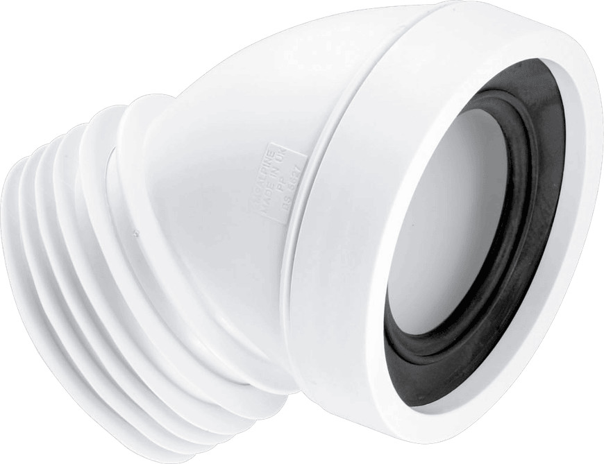 McAlpine WC-CON16 45 Degree Angle Rigid WC Connector, White