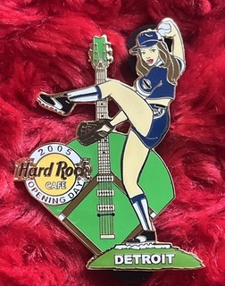 Hard Rock Cafe Pin Detroit Tiger Baseball Girl Hat Lapel Grand Opening Day