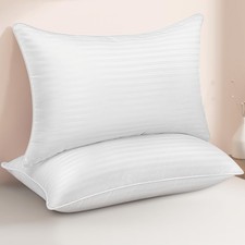 Queen Size Bed Pillows Set of 2 - Breathable Premium Down Alternative Sleepin...