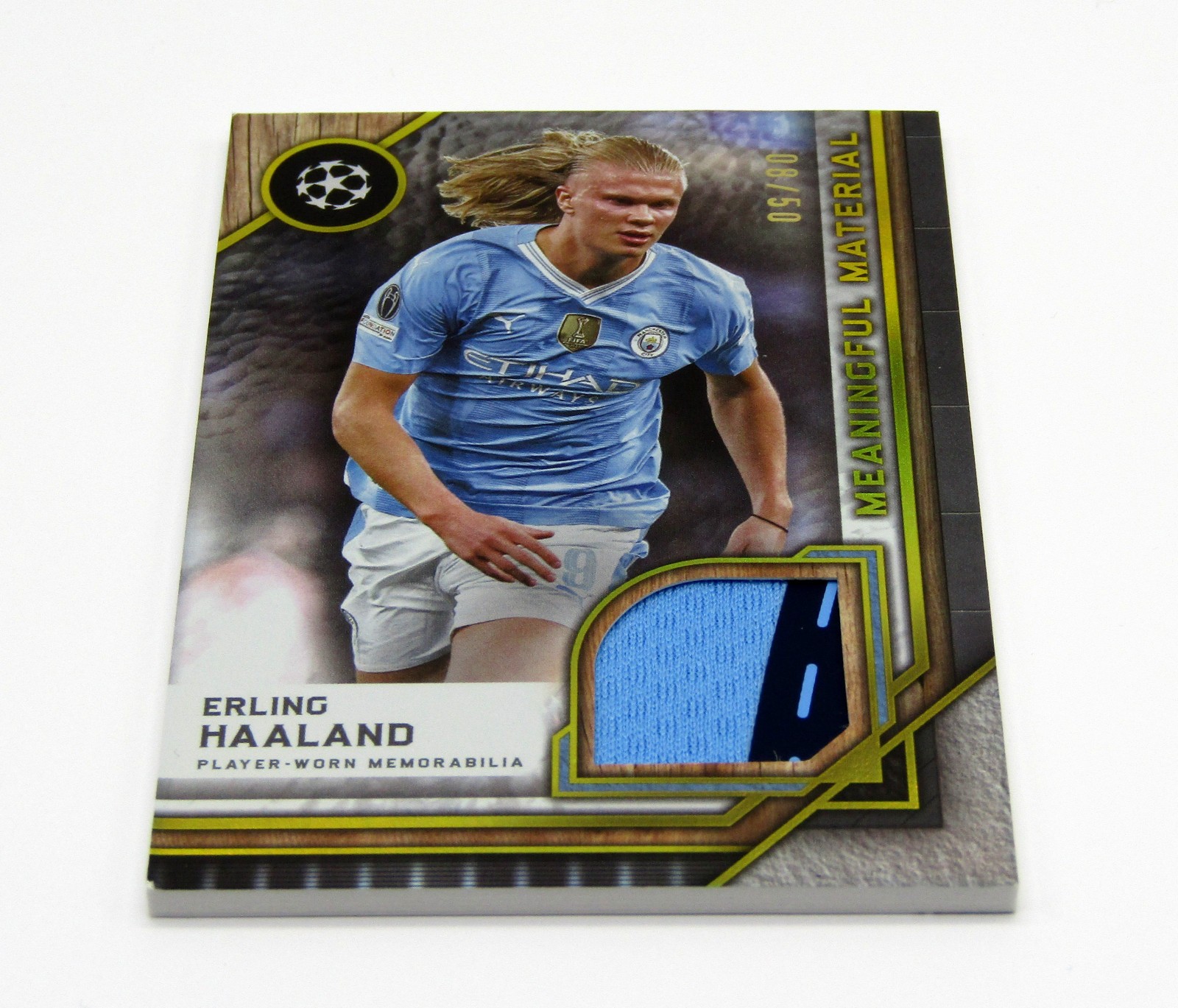 2024-25 Topps Museum UEFA 8/50 Erling Haaland Meaningful Material Single Relic view 5