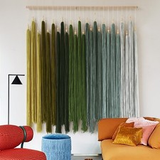 Large Yarn Fiber Wall Art Macrame Wall Hanging Handmade Craftsmanship Geometr...