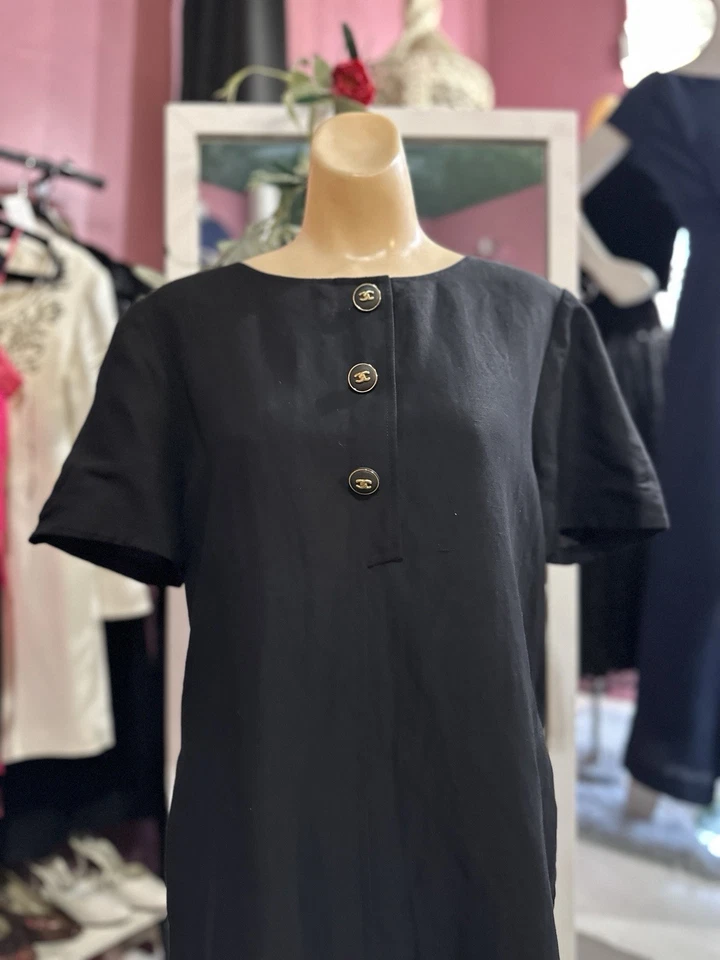 Mini Vestido Vintage Años 90 Hace 60 Negro Cambio Mod GoGo Estilo Cóctel L/XL Foto 3 de 4