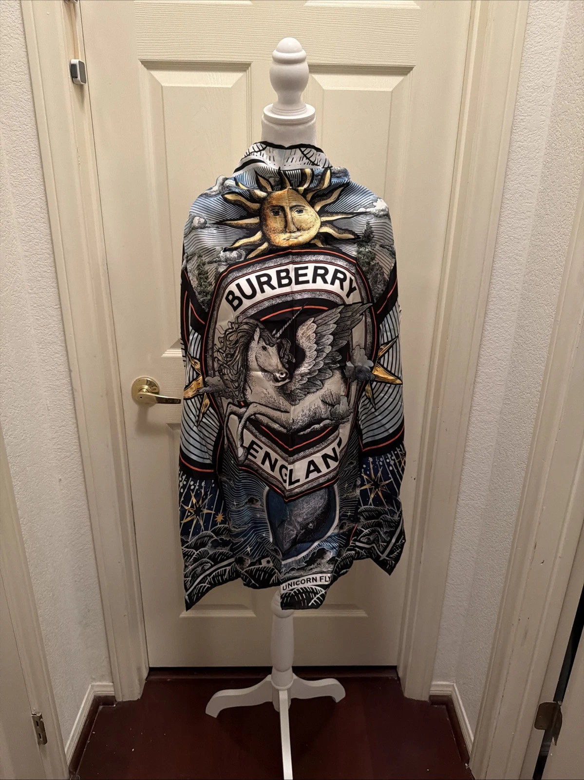 Burberry — Burberry Celestial Unicorn Scarf 100% Silk Italy 35x35 Large