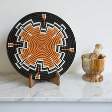 Handwoven Sisal African Basket Bowl in Teja, Black, Natural  - Various Sizes