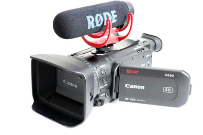 Canon XA50 Professional 4K UHD Camcorder w/ Rode VideoMic GO, 2 Batteries
