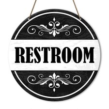 Restroom Sign Decor, Door Decoration Toilet Bath 10.2X10.2 inches, C