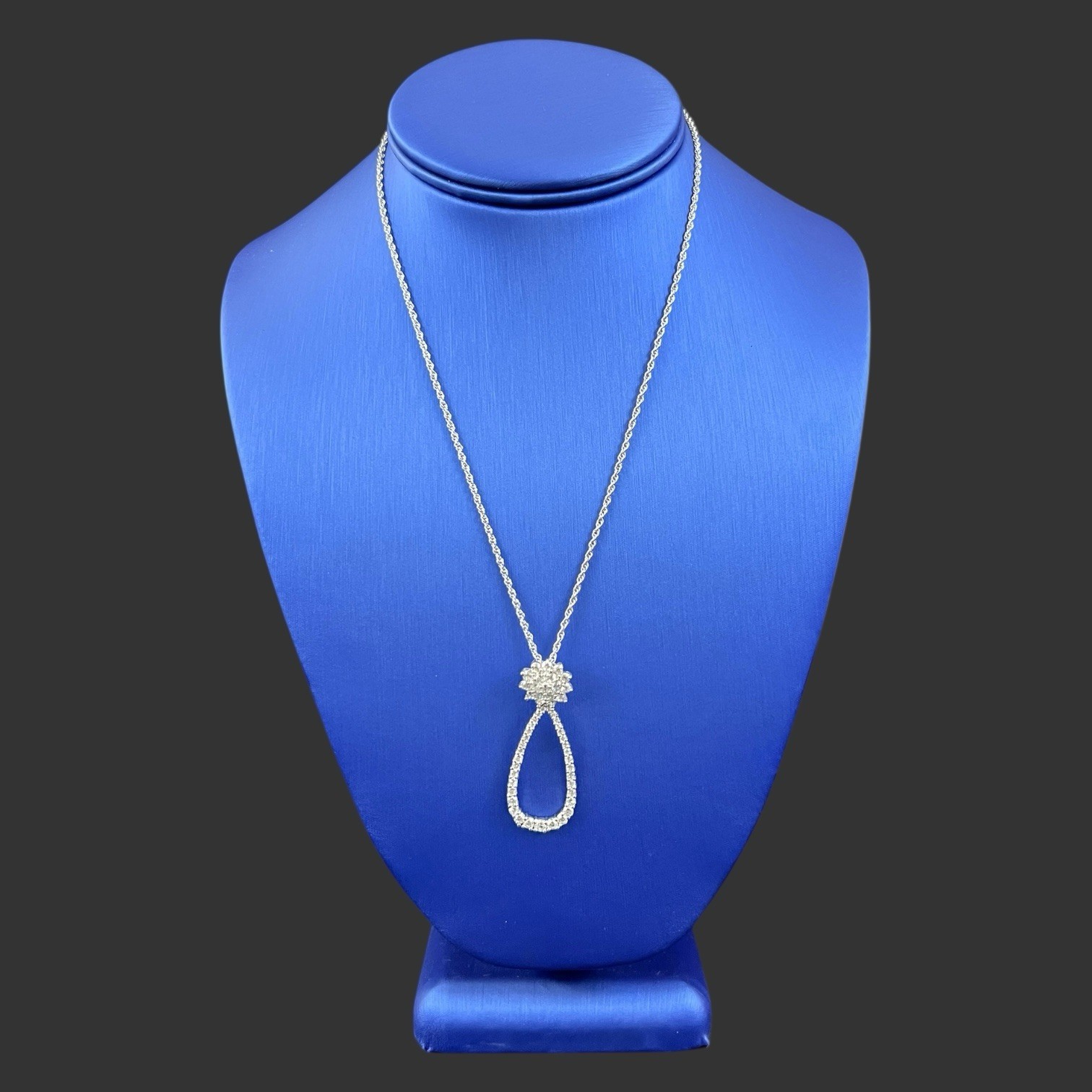 Vintage JBK Camrose & Kross Clear Crystal Pendant Chain Necklace VG+