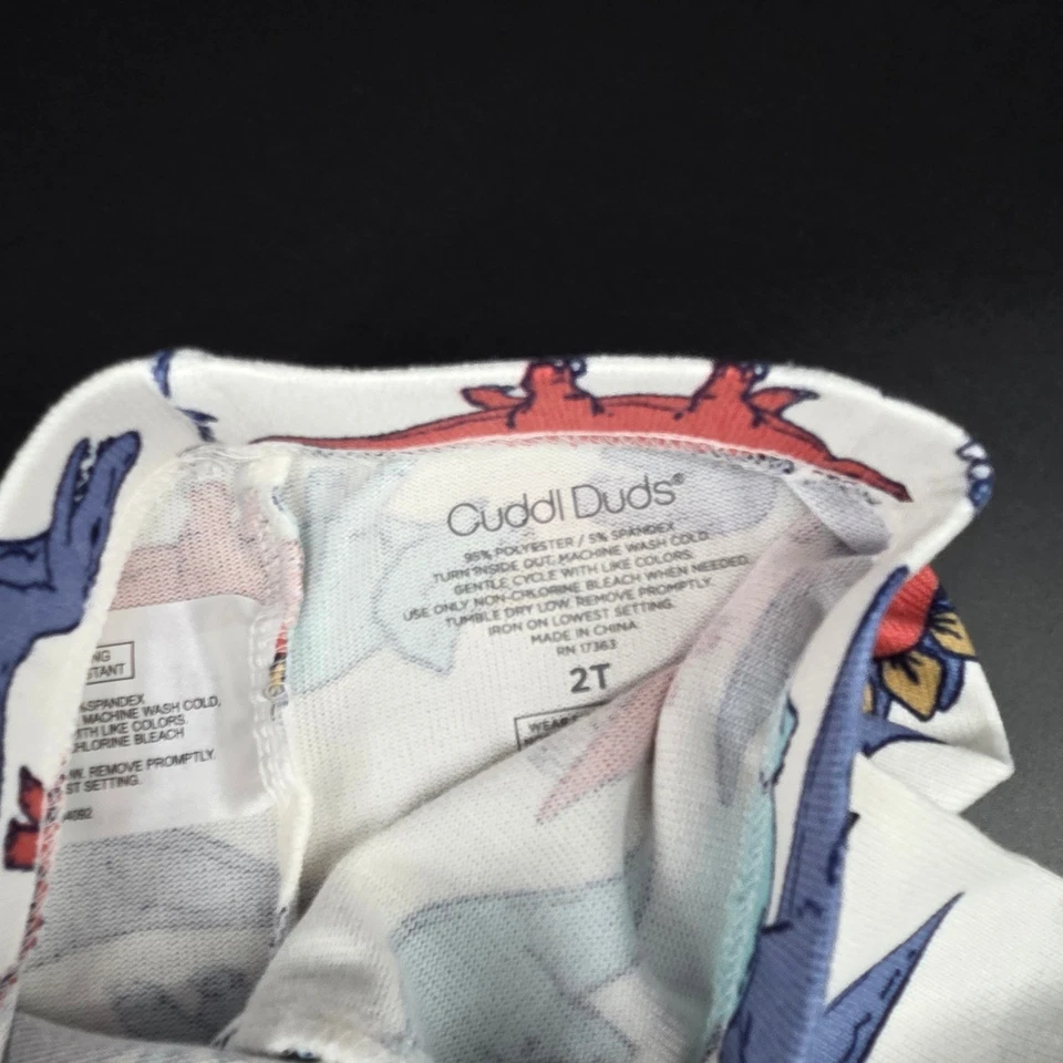 Cuddl Duds Kids 2T Dinosaur Pajama Set Long Sleeve Top & Pants Boys Girls - Image 3 of 3