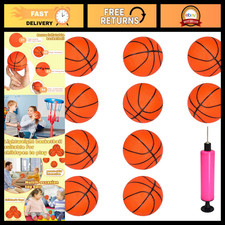 10 Mini Inflatable Basketballs 4" Rubber Toy Set with Inflator for Pool  Beach