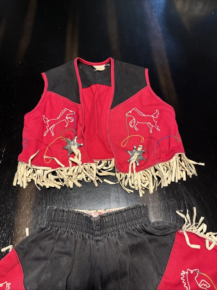 Vintage Young Texan Cowgirl Costume Outfit Dress Up Western Vest Skirt Fringe - Image 2 of 4