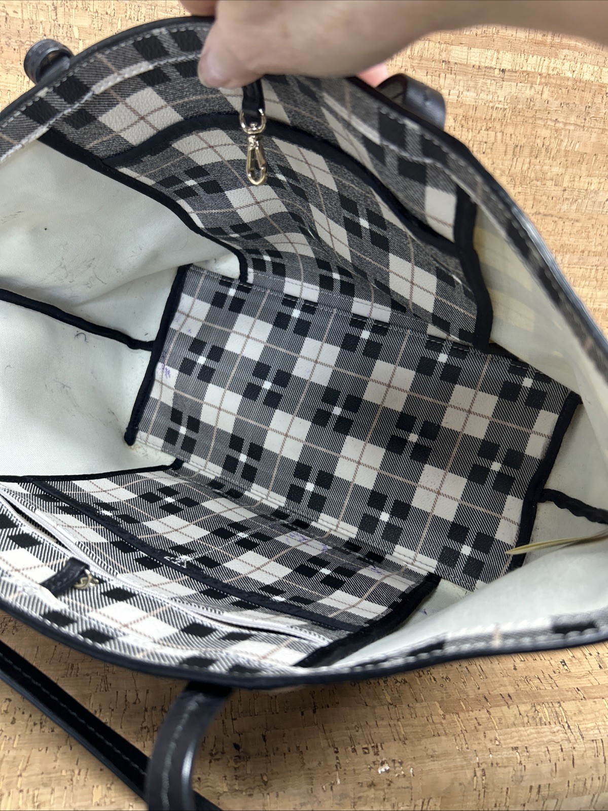 KATE SPADE Hawthorne Lane Plaid Ryan Tote Light Shale Coated Canvas thumbnail 8